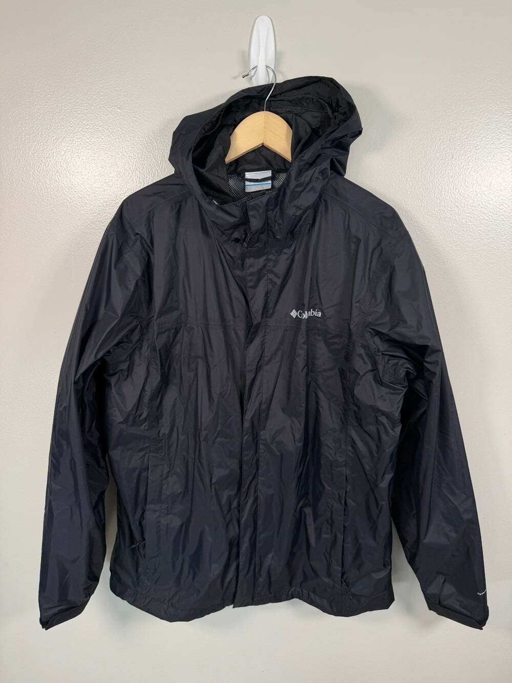 Columbia Watertight II Black Waterproof Rain Jacket Mens Large Hooded Shell